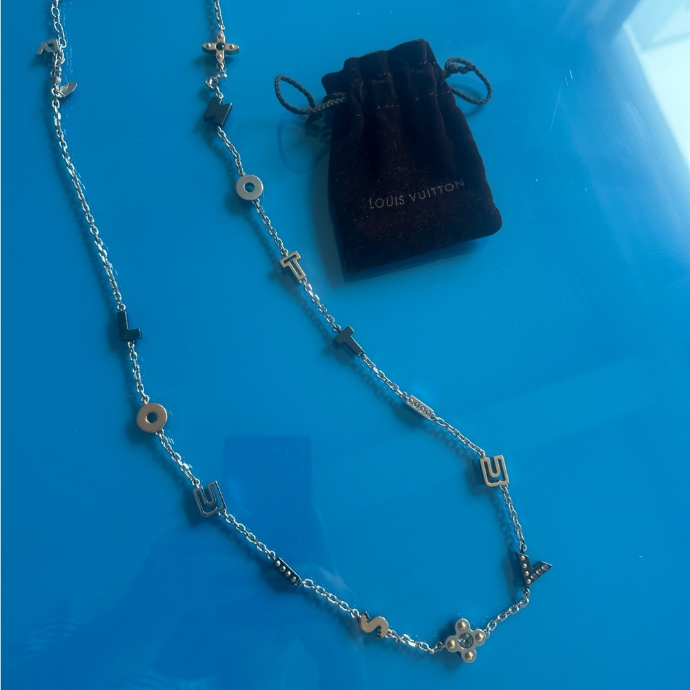 Louis Vuitton Silver and Gold Monogram Necklace
